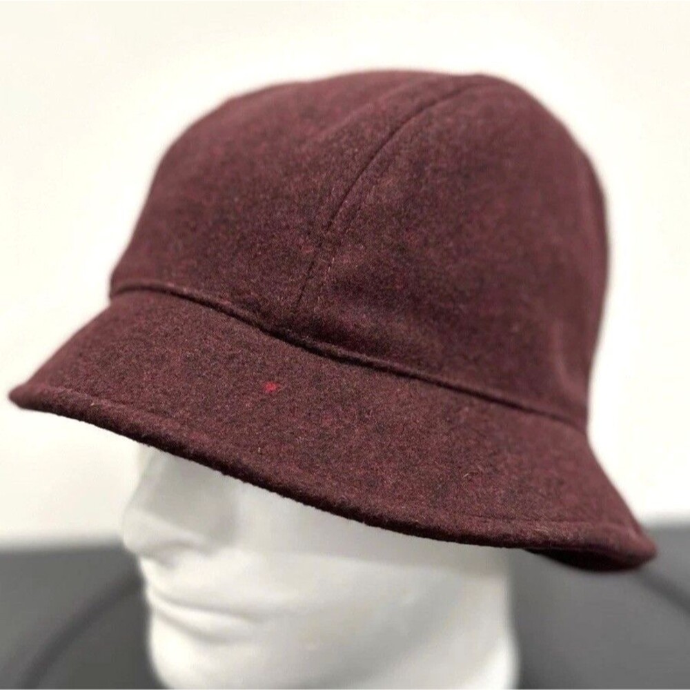 Lands’ End Womens Wool Blend Cloche Bucket Hat Burgundy Size S-M Flapper